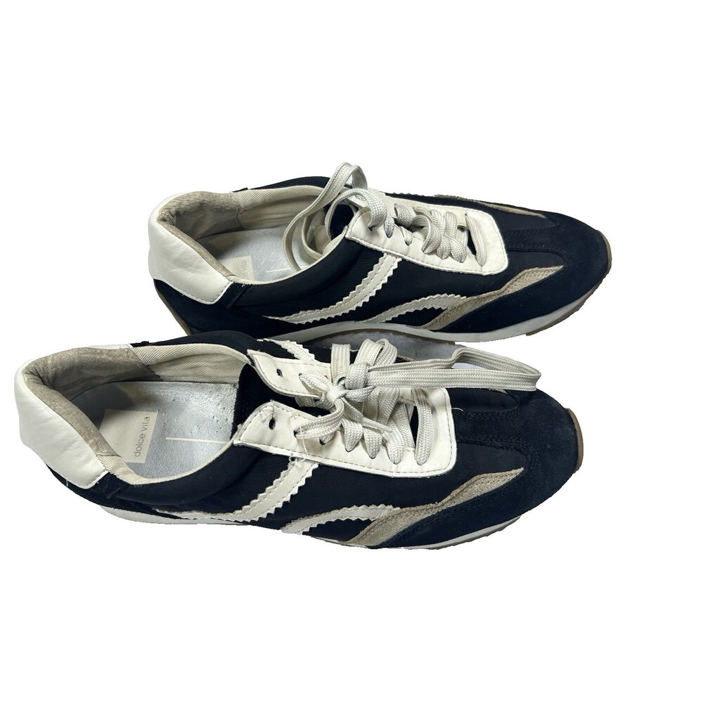 Dolce Vita Womens Size 10M Black Cream Retro Low Top Sneakers Shoes